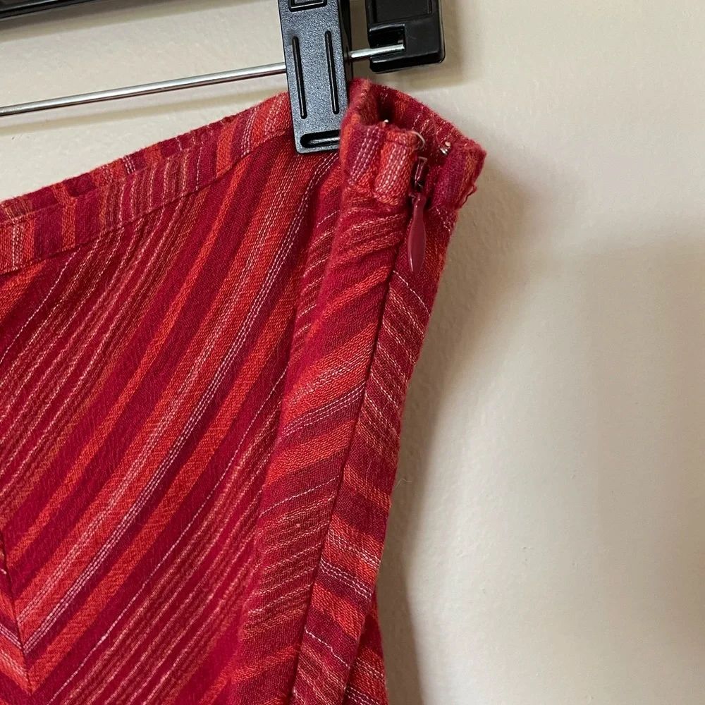 Prana Red Maxi Ginny skirt chevron stripe crochet 100% Cotton Size 6